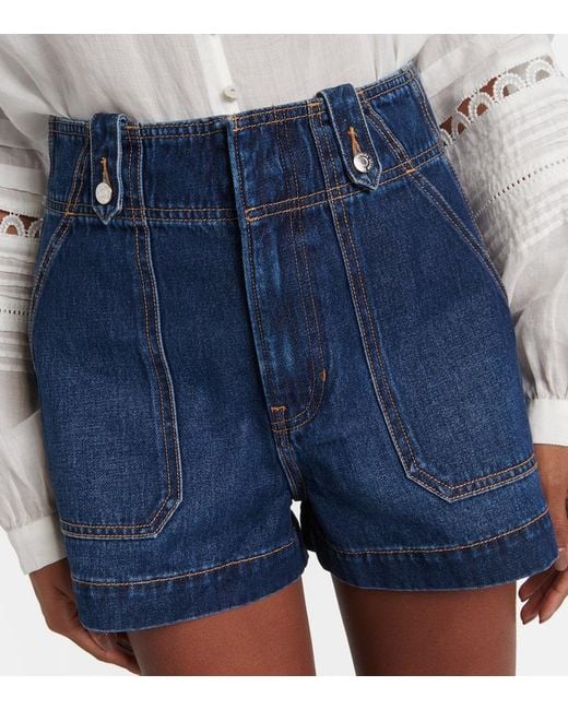 Veronica Beard Blue High-Rise Jeansshorts Jaffee