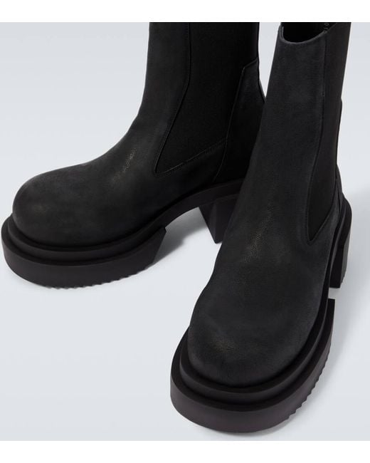 Rick Owens Black Beatle Leather Ankle Boots for men