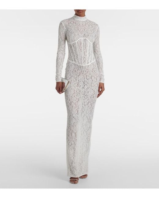 The New Arrivals Ilkyaz Ozel White Isadora Lace Corset Gown