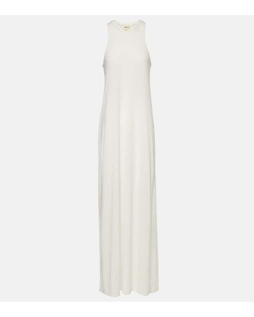 Khaite White Vernetta Cotton-Blend Jersey Maxi Dress