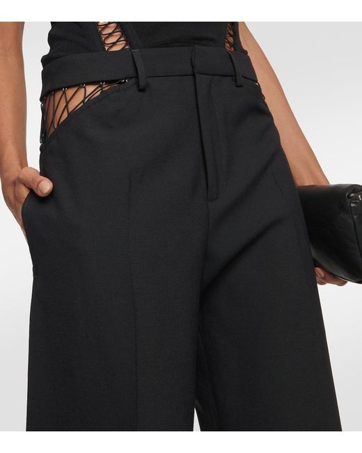 Dion Lee Black Cutout Wool Straight Pants