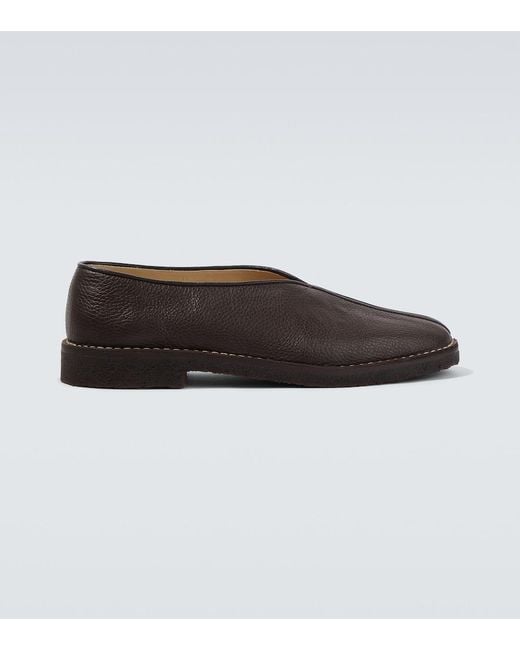 Lemaire Brown Piped Leather Slip-On Shoes for men