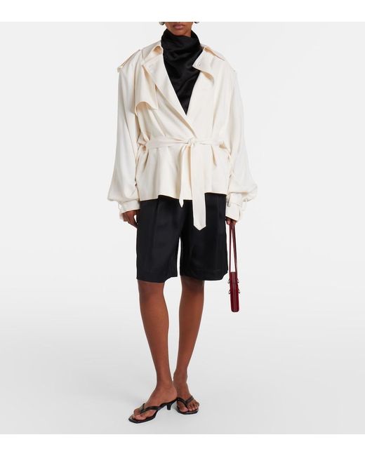 Frankie Shop Natural Elva Cropped Trench Coat