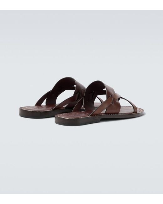 Brunello Cucinelli Brown Leather Sandals for men
