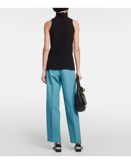 Jil Sander Black Frayed Cotton Top