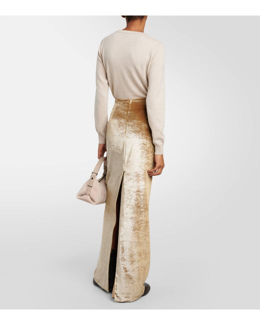 Brunello Cucinelli Natural High-rise Velvet Maxi Skirt
