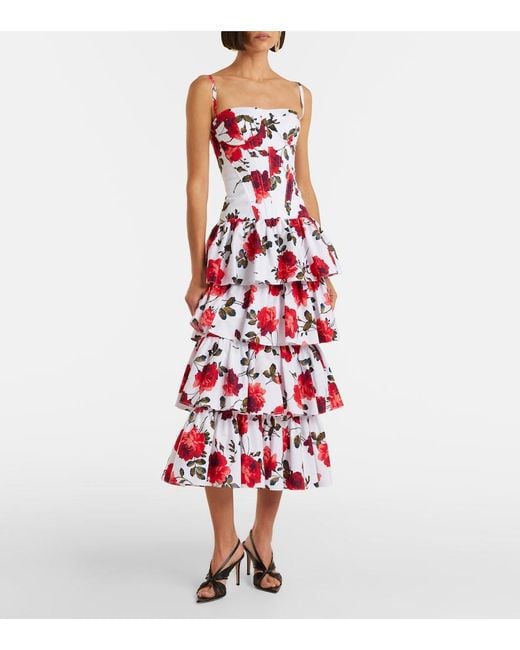 Carolina Herrera Red Kleid Aus Einem Baumwollgemisch