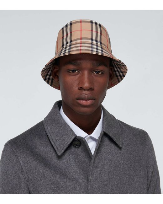 Burberry Vintage Check Bucket Hat in Natural for Men | Lyst