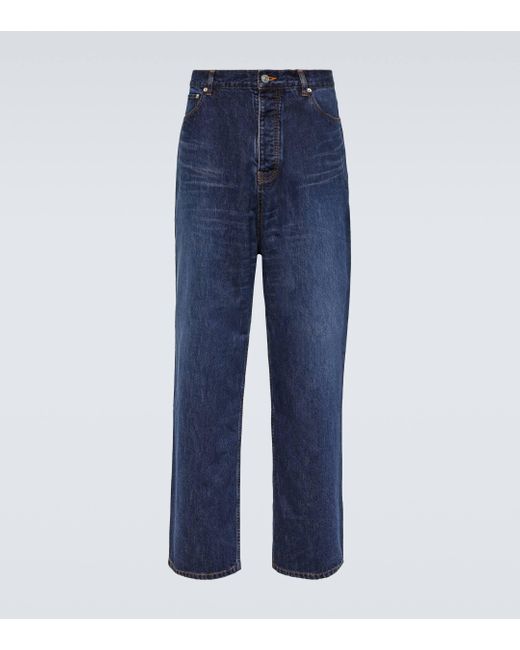 Balenciaga Blue Mid-rise Wide-leg Jeans for men