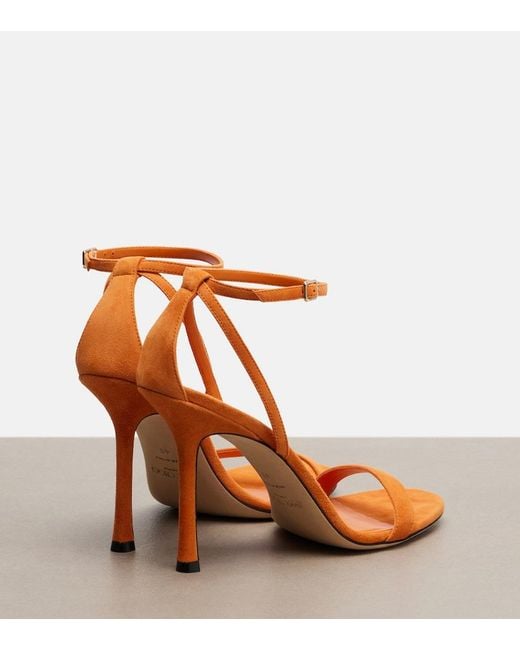 Jimmy Choo Orange Moza Suede Sandals