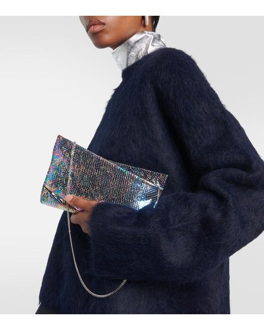 Christian Louboutin Blue Loubitwist Snake-Effect Leather Clutch