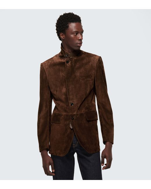 TOM FORD cropped suede biker jacket - Purple