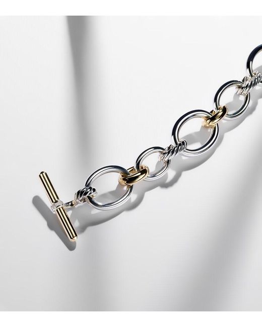 David Yurman Metallic Dy Mercer 18Kt And Sterling Chain Bracelet With Diamonds