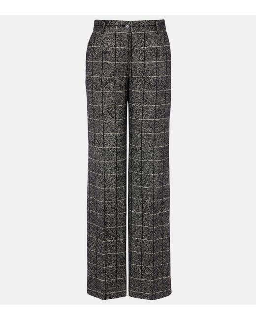 Dolce & Gabbana Gray High-Rise Wool-Blend Wide-Leg Pants