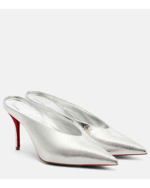Christian Louboutin White Miss Z Slimimule Leather Heeled Mules 80