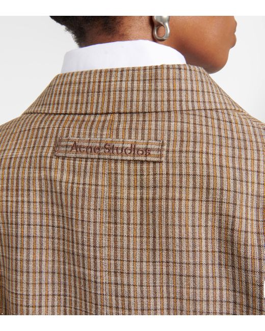 Acne Brown Jemily Checked Linen-blend Jacket
