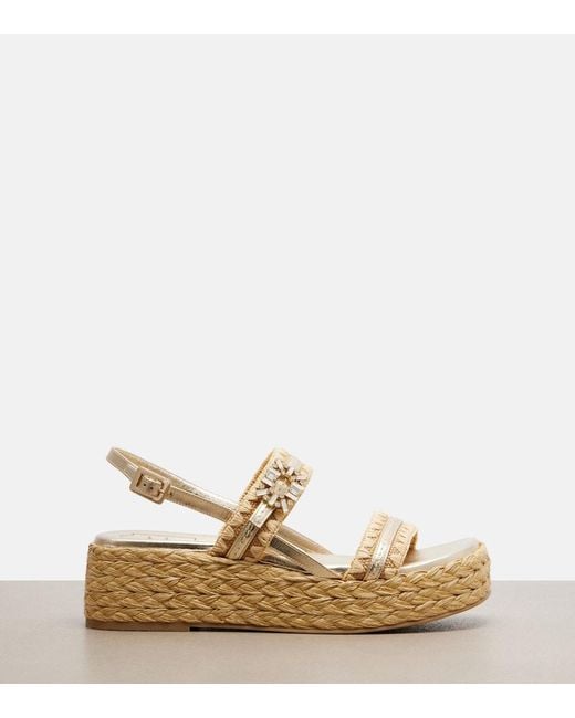 Roger Vivier Metallic Embellished Platform Espadrille Sandals