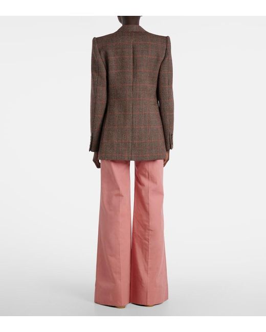 Chloé Brown Checked Virgin Wool Blazer