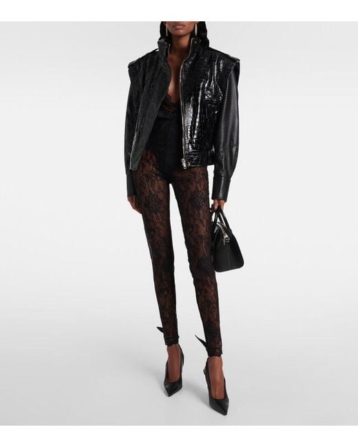 Givenchy Black Lace And Jersey Bodysuit