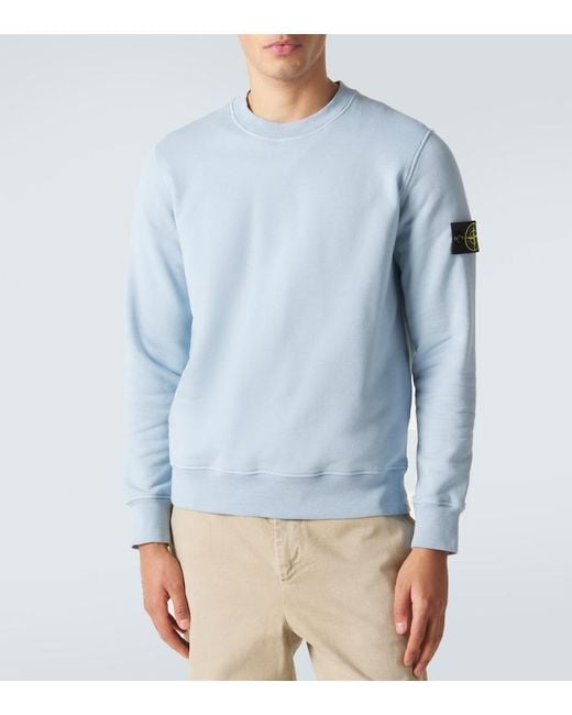 Stone Island Blue Compass Cotton Fleece Sweatshirt for men