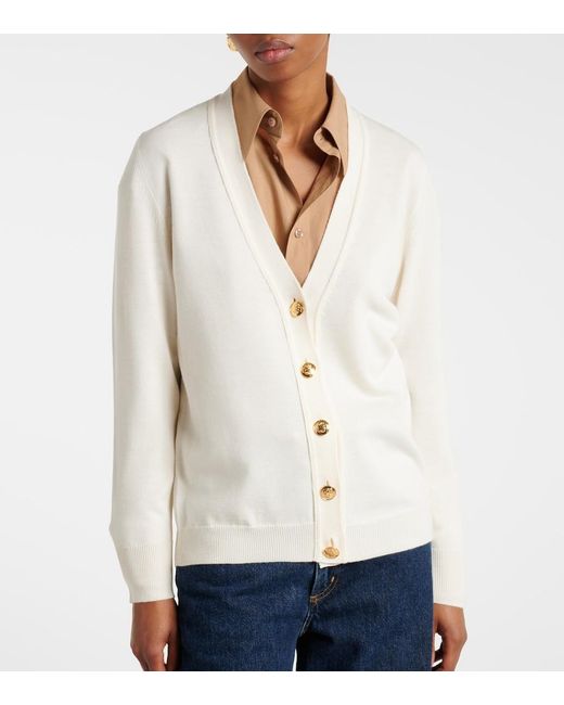 Blazé Milano White Wool, Silk, And Cashmere Cardigan