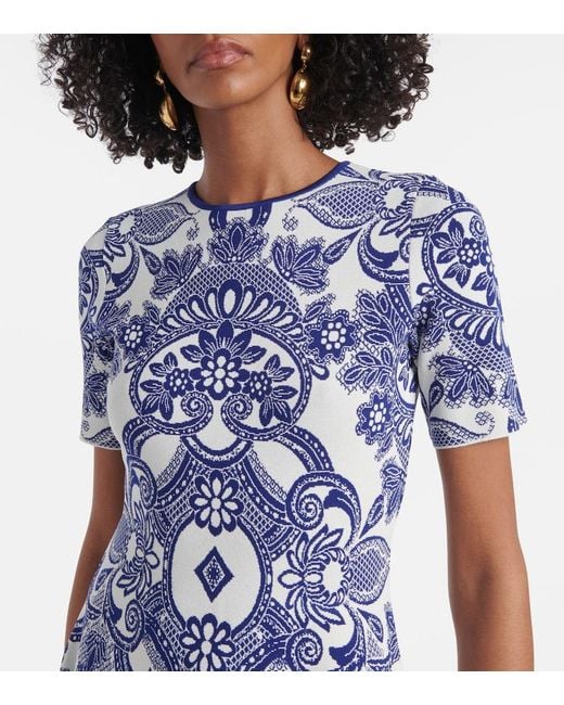 Etro Blue Jacquard Knit Mini-Dress