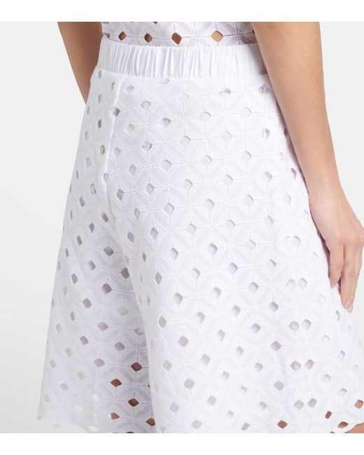Max Mara White Uguale Broderie Anglaise Bermuda Shorts