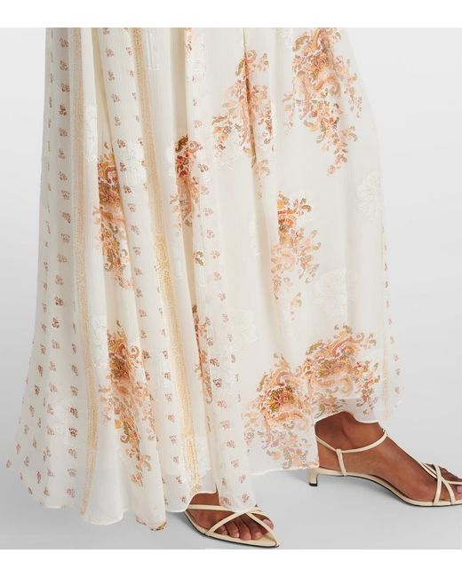 Ulla Johnson Natural Kasia Floral Silk-Blend Maxi Dress