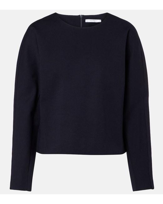 Max Mara Blue Girello Wool And Cotton-Blend Top