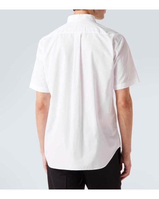 Prada White Logo Cotton Poplin Bowling Shirt for men