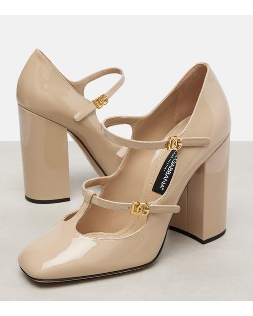 Dolce & Gabbana Natural Mary-Jane-Pumps Dg 105 Aus Lackleder
