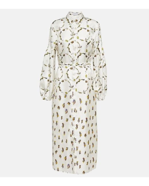 Gabriela Hearst White Mauri Printed Silk Twill Maxi Dress
