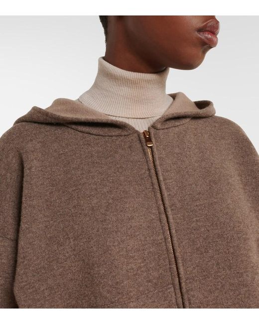Agnona Brown Cashmere, Wool, And Silk Hoodie