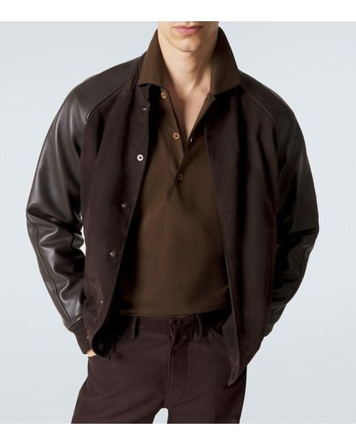 Tom Ford Brown Silk And Cotton Pique Polo Shirt for men