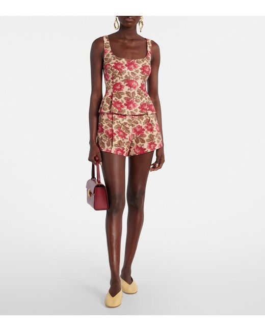 Posse Red Rosalie Floral Linen Shorts