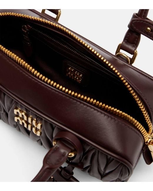 Miu Miu Brown Tote Arcadie Aus Matelasse-Leder
