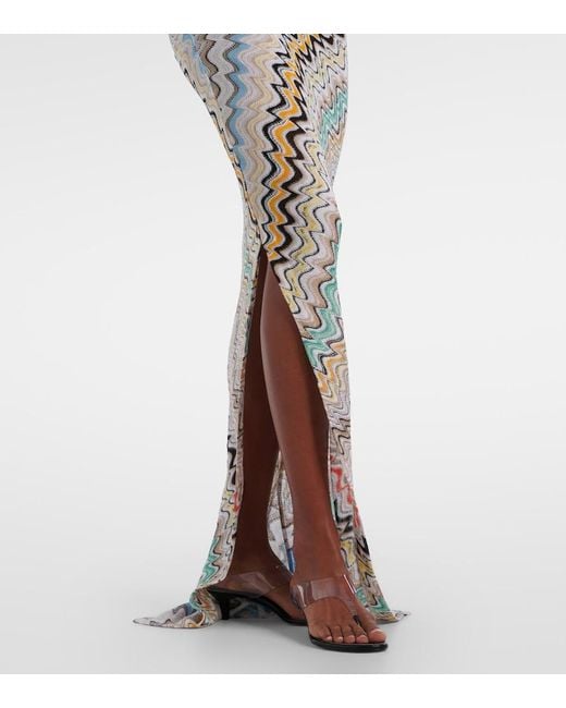 Missoni White Wave One-Shoulder Maxi Dress