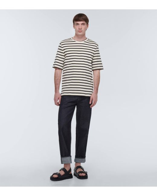 Jil Sander White Striped Cotton T-shirt for men