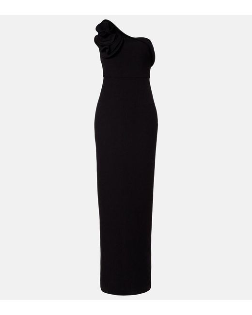 Roland Mouret Black Floral Asymmetric Corset Gown