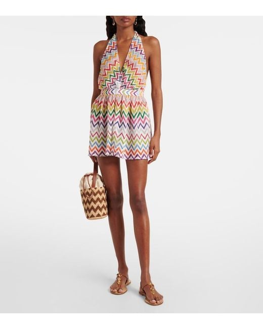 Missoni White Zigzag Lame Romper