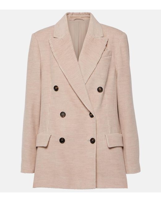 Brunello Cucinelli Natural Double-Breasted Blazer