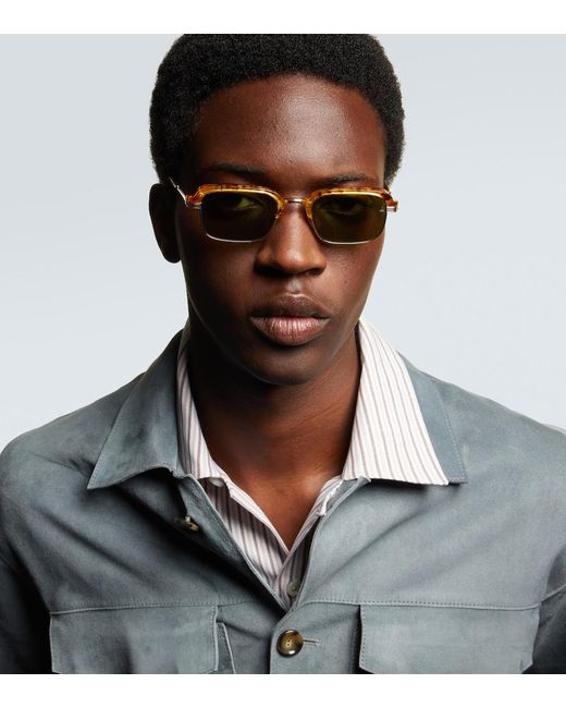 Jacques Marie Mage Green Comanche Rectangular Sunglasses for men