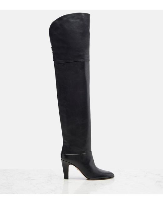 Chloé Black Eve 85 Leather Over-The-Knee Boots