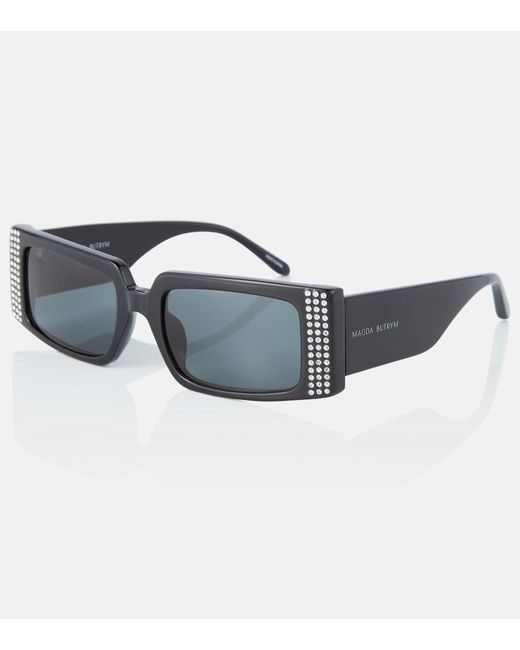 Magda Butrym Blue Crystal-embellished Square Sunglasses