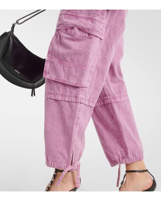 Isabel Marant Pink Ivy Mid-rise Denim Cargo Pants