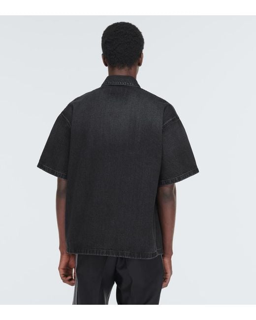 Prada Black Denim Triangle Shirt for men