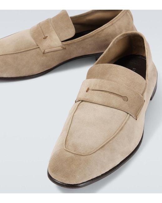 Zegna White L'Asola Suede Penny Loafers for men