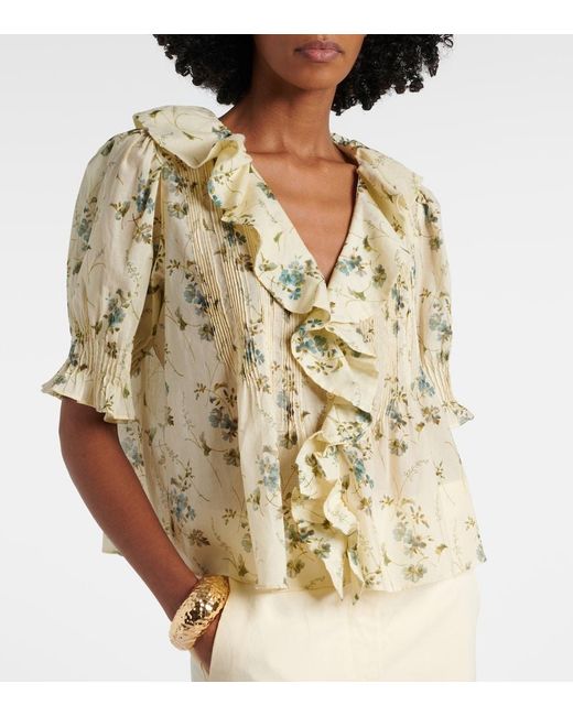 Doen Metallic Henri Floral Cotton Voile Top