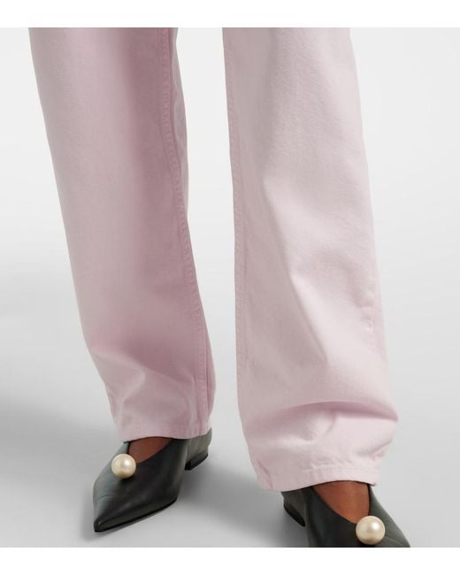 Magda Butrym Pink Mid-Rise Wide-Leg Jeans