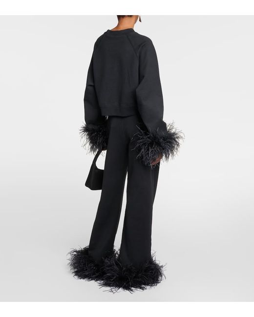 Jersey de algodon con ribete de plumas Prada de color Black